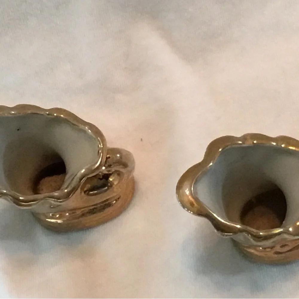 Vintage Gold Ceramic Cornucopia Miniature Vases